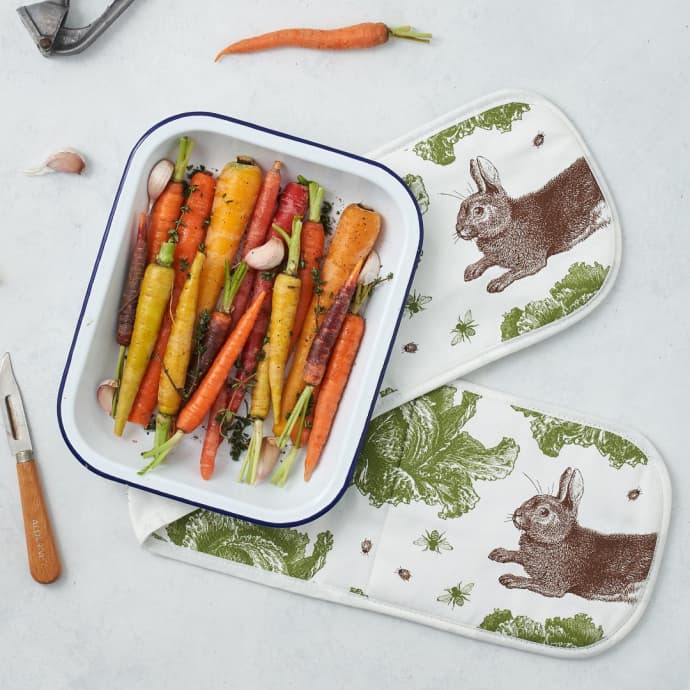 Rabbit and Cabbage Print Double Oven Glove Thornback & Peel